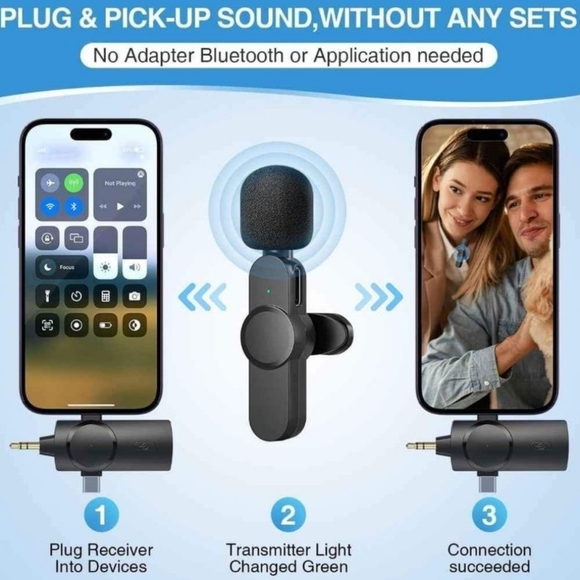 Dual Wireless Microphone for iPhone, Android, Camera - Picture 7 of 7